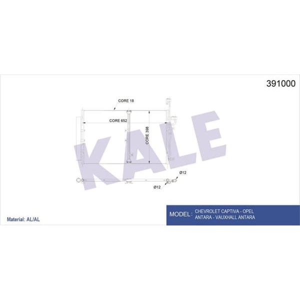 KALE OTO Radyatör 391000 Klima Radyatörü Antara 06- 2.0 Cdtı / Captiva 06- 2.0 Cdtı 670X393X18 