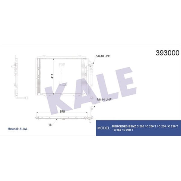KALE OTO Radyatör 393000 Klima Radyatörü Mercedes W202 C208 C200 C230 C250D C250 Td Clk200 Clk230 93