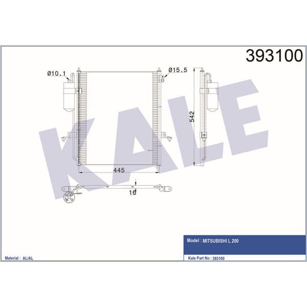 KALE OTO Radyatör 393100 Klima Radyatörü L200 Al Al 467X513X16 
