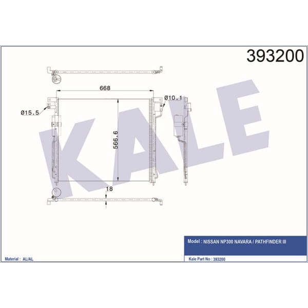 KALE OTO Radyatör 393200 Klima Radyatörü Navara D40 -Pathfınder R51 Al Al 688X570X18
