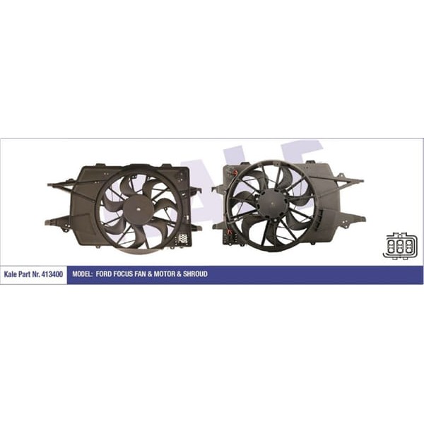 KALE OTO Radyatör 413400 Fan Motoru Focus Davlumbazlı 250W-395Mm 