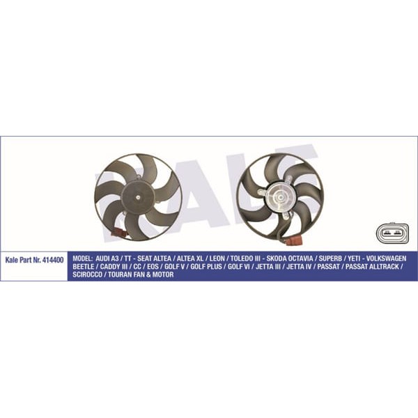 KALE OTO Radyatör 414400 Fan Motoru Golf V 03- Golf VI 08- Eos 06- Jetta III 05- Jetta IV 10- Passat 