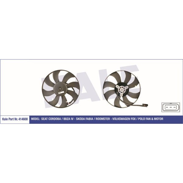 KALE OTO Radyatör 414600 Fan Motoru Polo IV 01- 1.4 TDI / Cordoba 02- Ibiza IV 07- / Fabia I 99- 1.4