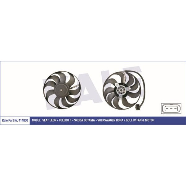 KALE OTO Radyatör 414800 Fan Motoru Golf IV 97- Bora 98- 1.4 16V 1.6 16V / Toledo II 00- Leon 00- /