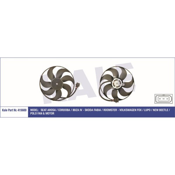 KALE OTO Radyatör 415600 Fan Motoru Polo IV 01- Polo III 97- Fox 05- Beetle 00- / Cordoba 02- Arosa