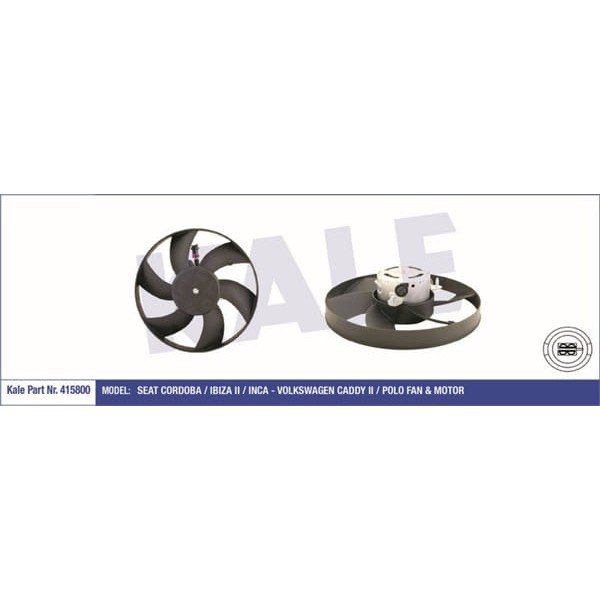 KALE OTO Radyatör 415800 Fan Motoru Polo III 95- Caddy II 95-03 / Cordoba 97- Ibiza II 96- Inca 95- 