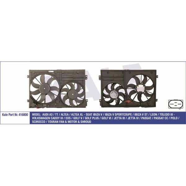 KALE OTO Radyatör 416800 Fan Motoru Golf V 03- 2.0 TDI Golf VI 08- 1.6 TDI 2.0 TDI Jetta III 05- Jet