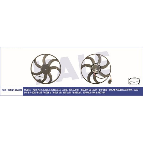 KALE OTO Radyatör 417300 Fan Motoru Caddy III 04- 1.9 TDI Nac Amarok 10- 2.0 TDI 2.0 Tsı Nac 400W-41