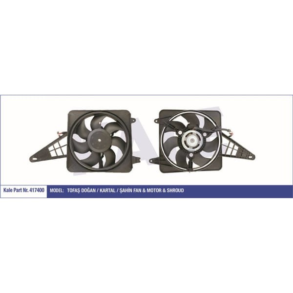 KALE OTO Radyatör 417400 Fan Motor Murat 131 SLX Davlumbazlı 160W-300Mm 