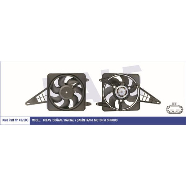 KALE OTO Radyatör 417500 Fan Motoru Murat 131 SLX Davlumbazlı Soketli 160W-300Mm