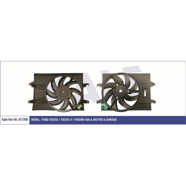 KALE OTO Radyatör 417700 Fan Motoru Fiesta V 01- Fusion 02- Davlumbazlı 200W-360Mm