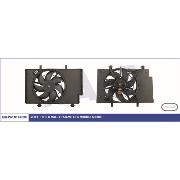 KALE OTO Radyatör 417800 Fan Motoru Fiesta VI 08- B-Max 12- Davlumbazlı 380W-345Mm