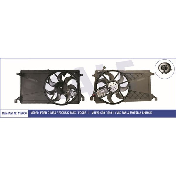 KALE OTO Radyatör 418000 Fan Motoru Cmax Focus II Davlumbazlı 250W-390Mm 
