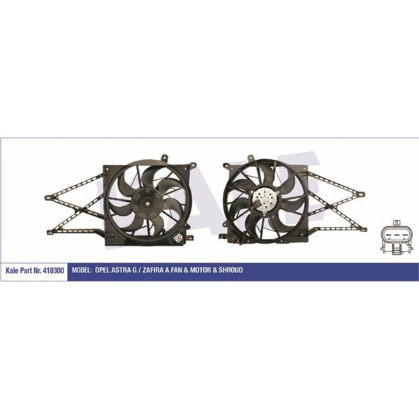 KALE OTO Radyatör 418300 Fan Motoru Astra G 98- Zafira A 99- Davlumbazlı 250W-380Mm 
