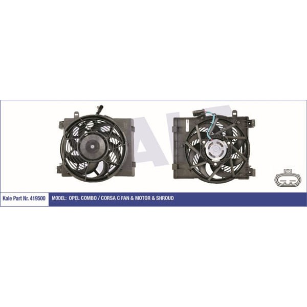 KALE OTO Radyatör 419500 Fan Motoru Corsa C 00- 1.0 12V 1.2 16V 1.4 16V Davlumbazlı 170W-294Mm 