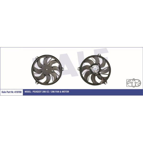 KALE OTO Radyatör 419700 Fan Motoru 206 98- 250W-385Mm 160W-380Mm 