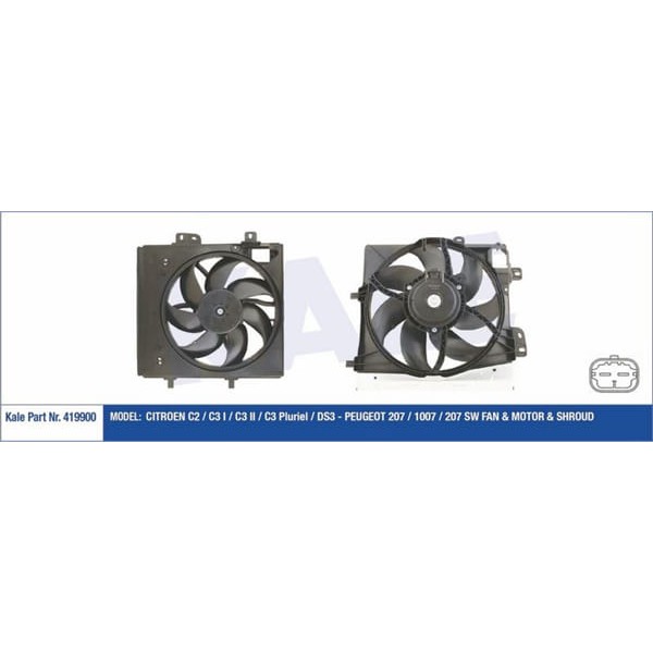 KALE OTO Radyatör 419900 Fan Motoru 207 06- 208 12- 301 1007 / C2 C3 03- Ds3 1.4 HDI 1.6 HDI 280W-33 