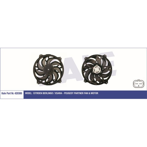 KALE OTO Radyatör 420300 Fan Motoru Partner / Xsara Berlingo 350W-385Mm 