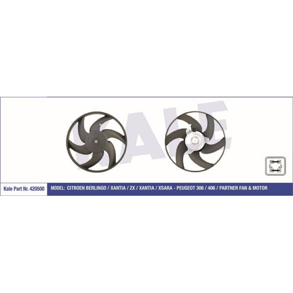 KALE OTO Radyatör 420500 Fan Motoru 306 406 Partner / Xsara Berlingo 250W-335Mm 