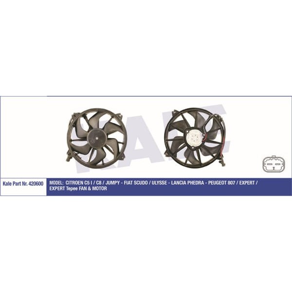 KALE OTO Radyatör 420600 Fan Motoru Ulysse Scudo / Phedra / 807 / C5 I C8 Jumpy 370W-385Mm