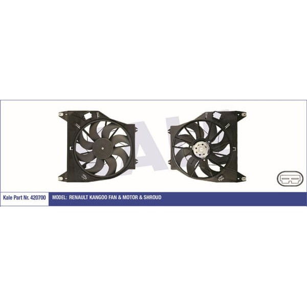 KALE OTO Radyatör 420700 Fan Motoru Kangoo Fcoe 1.9 F8Q Fcoe Pervanelı 200W-385Mm