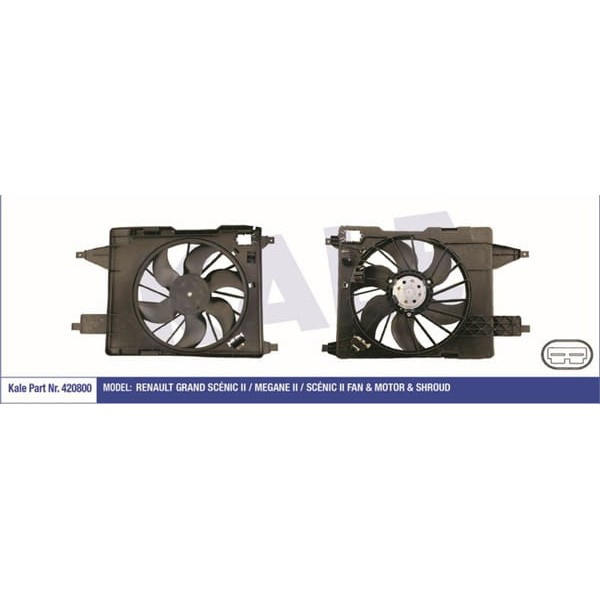 KALE OTO Radyatör 420800 Fan Motoru Megane II Scenic II Grand Scenic II Davlumbazlı 190W-380Mm