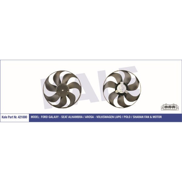 KALE OTO Radyatör 421000 Fan Motoru Polo III 95- 1.3 1.4 1.6 1.7 Sdı 1.9D 1.9 Sdı Lupo 98- Sharan 95