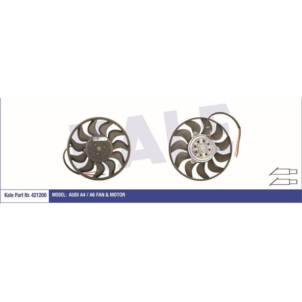 KALE OTO Radyatör 421200 Fan Motoru A4 00- A6 01- Ac / Exeo 09- 200W-280Mm 