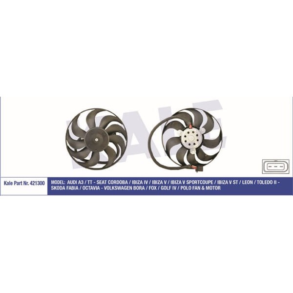 KALE OTO Radyatör 421300 Fan Motoru Golf IV 98- Bora 98- 1.4 16V 1.6 1.6 16V 1.8T 1.9 TDI 2.0I / A3