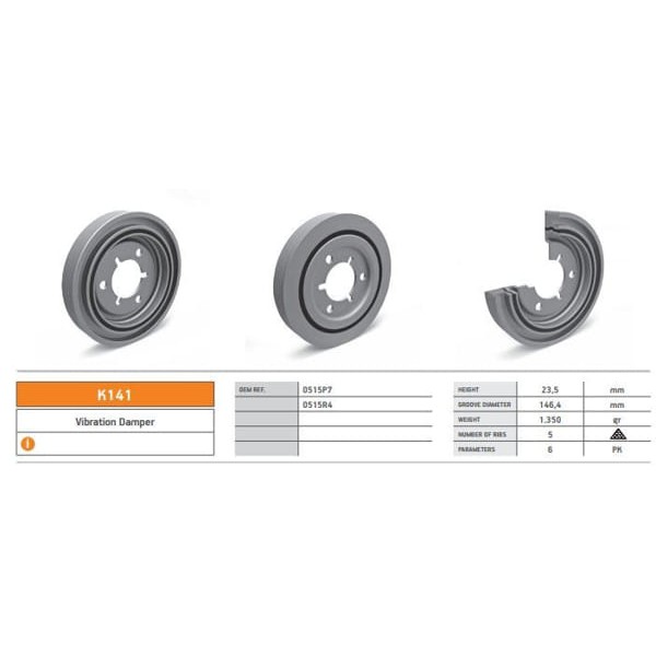 KENTPAR K141 Krank Kasnağı 206 307 406 607 807 Expert C2 C4 1.4 1.6 16V 02-