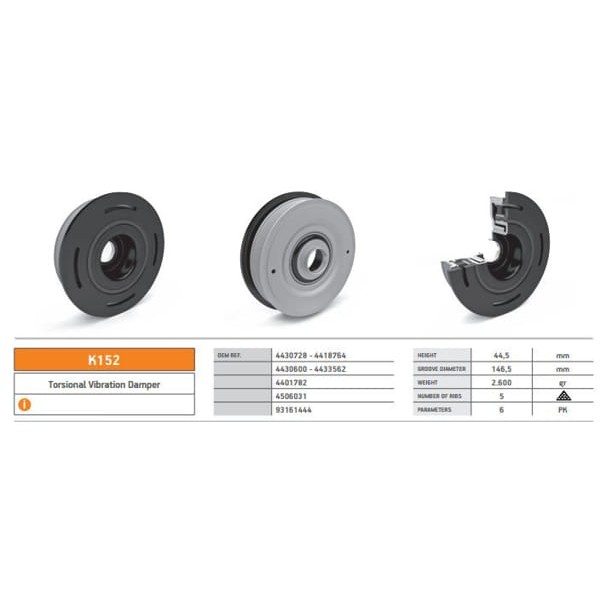 KENTPAR K152 Krank Kasnağı Laguna II Velsatıs 2.2DCI Trafic 2.5DCI 01-03-