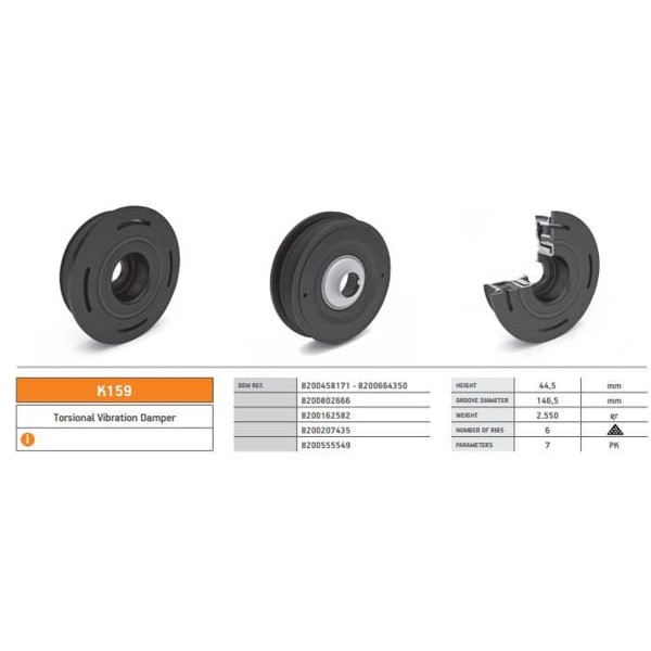 KENTPAR K159 Krank Kasnağı Escape Master II Trafic II Movano Vivaro 2.2DCI 2.5DCI 02- 