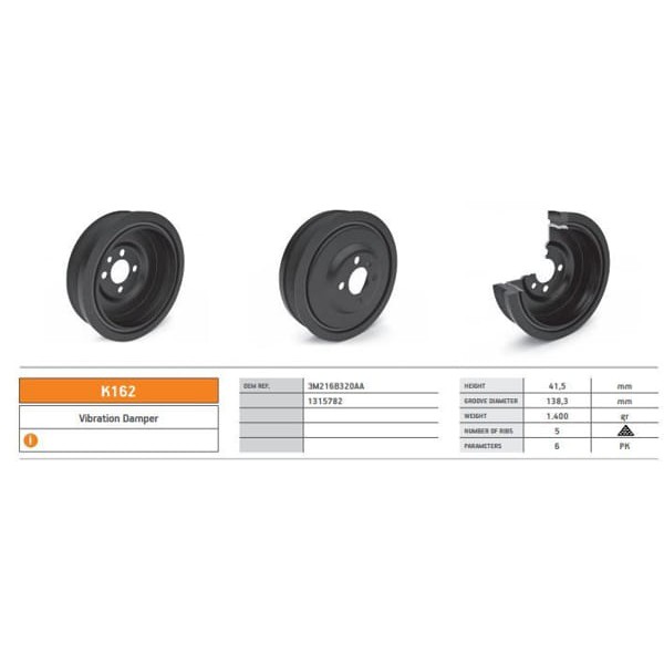 KENTPAR K162 Krank Kasnağı Caddy II III A3 A4 A5 Altea Leon Golf IV V Jetta III Passat 1.9TDI 2.0TDI