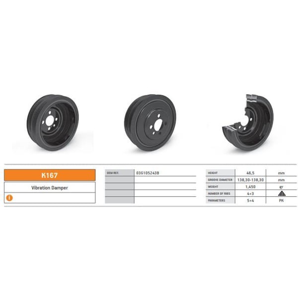KENTPAR K167 Krank Kasnağı Passat Superb 1.9 2.0TDI Avb Avf 03-08