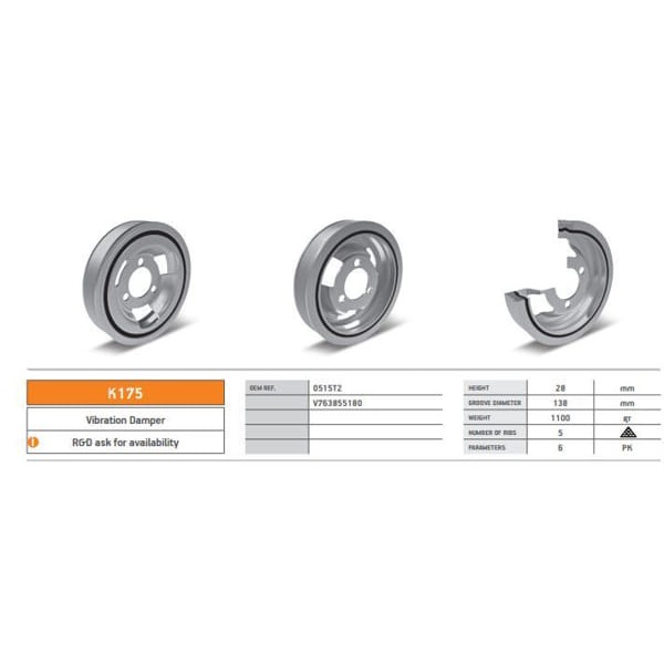 KENTPAR K175 Krank Kasnağı 3008 Partner Tepe Rcz 207 308 508 208 5008 C4 C4 II Ds4 C4 Picasso Ds5 Ds 