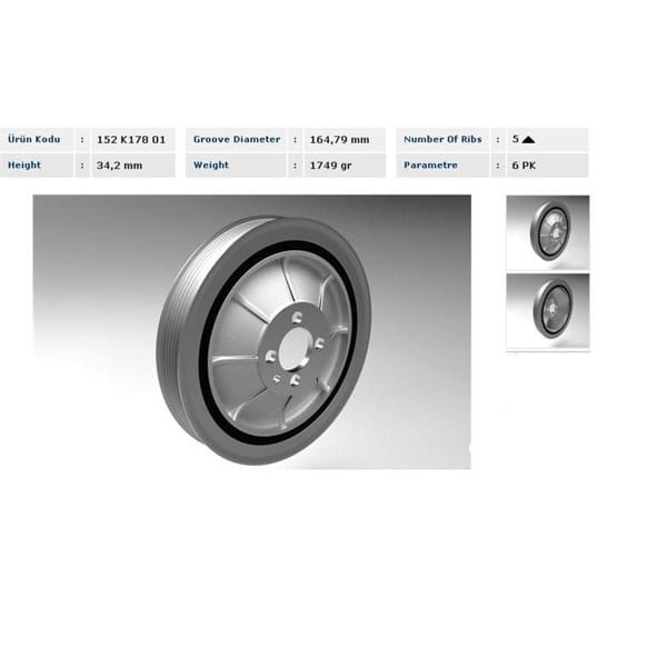 KENTPAR K1781S Krank Kasnağı Mıto-Fiat 500L-Bravo II-Croma-Astra H-Vectra C-Zafira B-Saab 9-3 1,9Cdt 