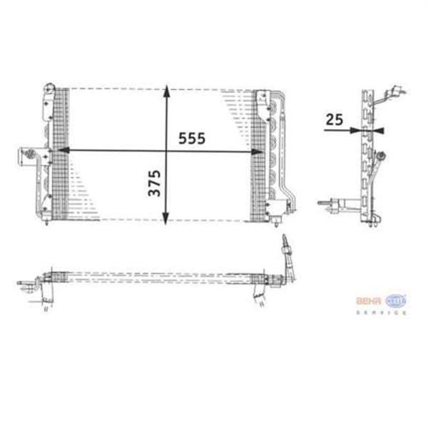 KNECHT AC169000S Klma Radyatörü (555×375×25) Astra F 1.4 1.6 1.7 Dt 1.8 16V 2.0 92-98×14Xe X16Xel X1