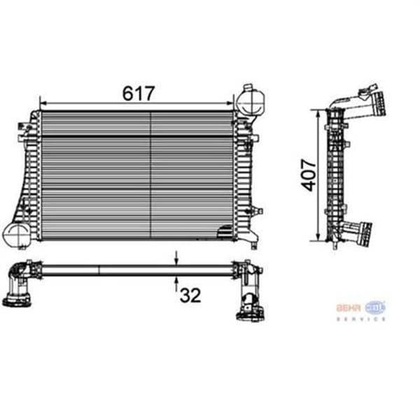 KNECHT CI162000P Turbo Radyatörü (617×407×32) Passat 2.0 TDI 05-09 Bmp (Sensör Ile) (Eno:8Ml37674607
