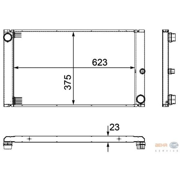 KNECHT CR1093000P Su Radyatörü (623×375×23) (Otomatik) E60 E61 E63 E64 M47 D20 (204D4) (Eno:8Mk37675