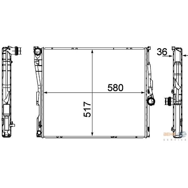 KNECHT CR1393000S Su Radyatörü (580×517×36)(Otomatik) E83 N46 B20 B (Eno:8Mk376764771)