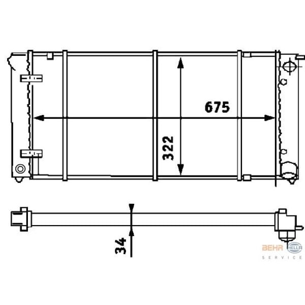 KNECHT CR341000S Su Radyatörü (675×322×34) Golf II Jetta II Scırocco 1.6 1.8 1.8 Gtı 85- (Eno:8Mk376 
