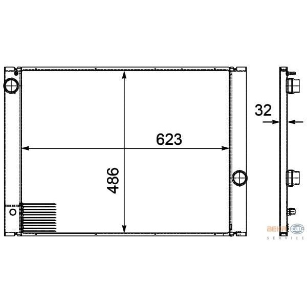 KNECHT CR580000P Su Radyatörü (623×486×23) (Otomatik) E60 E61 E63 E64 E65 M54 B25 (S56S5) (Eno:8Mk37