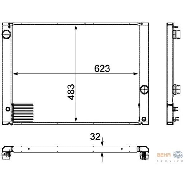 KNECHT CR917000P Su Radyatörü (623×483×32)(Otomatik) (Eno:8Mk376745761)