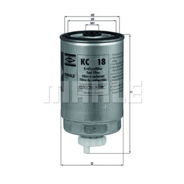 KNECHT KC98 Mazot Filtresi Bmw 3 E36 91-98 Bmw 5 E34 93-97 318Tds 325Td 325Tds E34 Td 525Tds E39 525