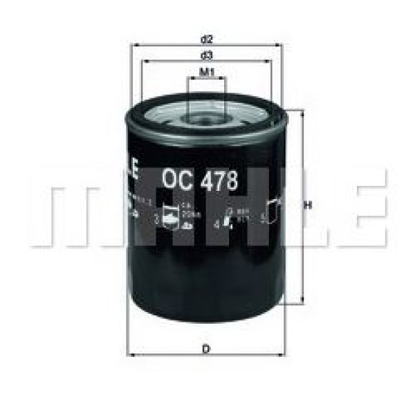 MAHLE OC478 Yağ Filtresi Corolla 1.6-1.8 (76-88) 1.4 (04-) - Auris 1.4D (07-) -Yarıs1.4D Escort III 