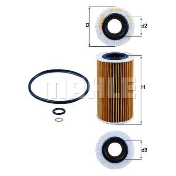 MAHLE OX384D Yağ Filtresi Sonata Santafe Trajet Tucson Sportage Cerato 01- Benzin Dizel