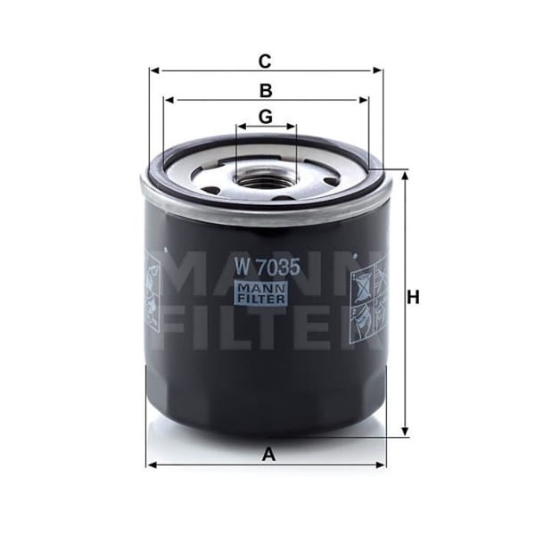 MANN W7035 Yağ Filtresi Chrysler Neon 2.0 133Hp 08 99-12 06 