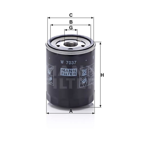 MANN W7037 Yağ Filtresi Forester Impreza Legacy Outback Xv