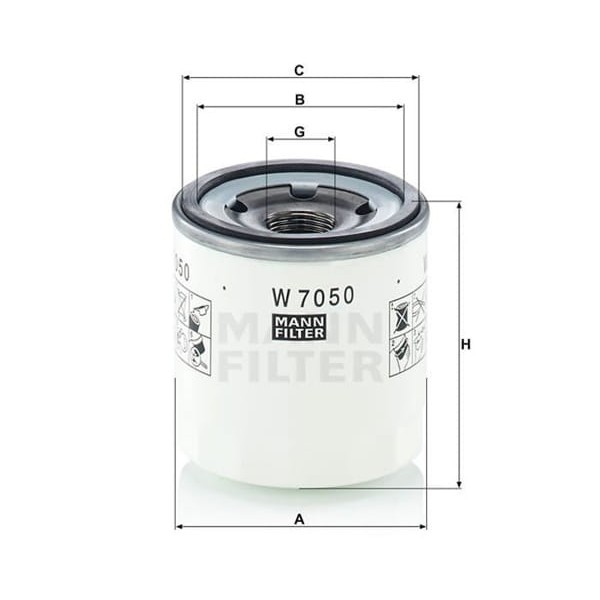 MANN W7050 Yağ Filtresi Ducato III / Boxer III / Jumper III / Transit V347 14-