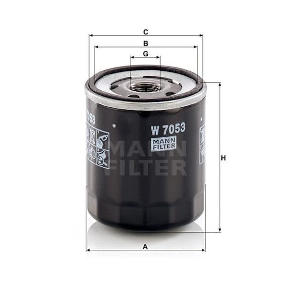 MANN W7053 Yağ Filtresi Ducato / 106 205 306 405 406 Boxer / Ax Zx C1 Jumpy 